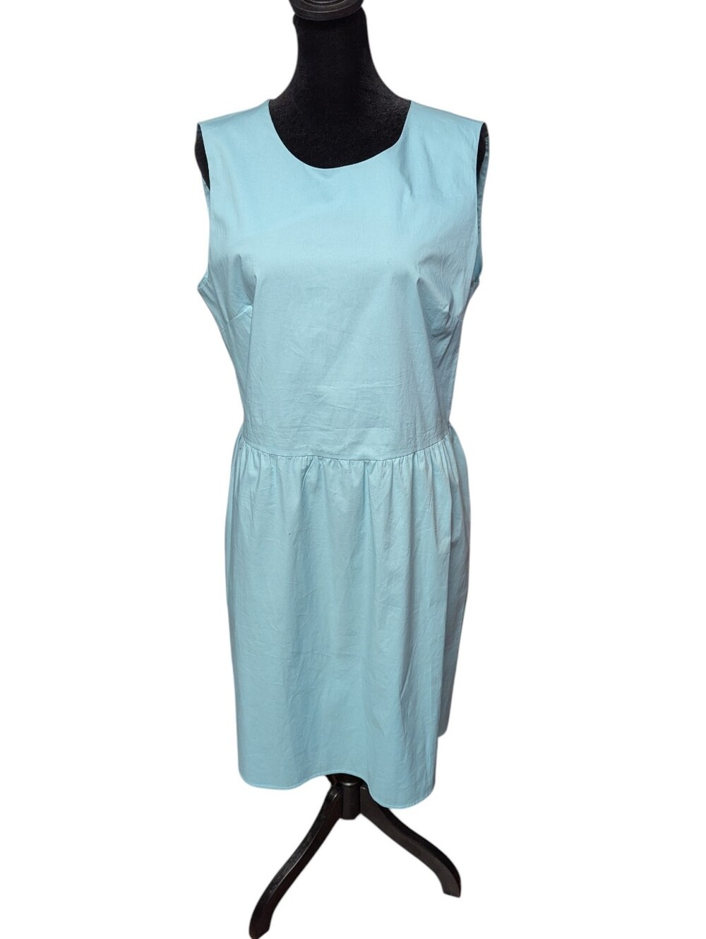 Stefanel Teal Cotton Blend 50s Style House Dress Size 12 With pockets